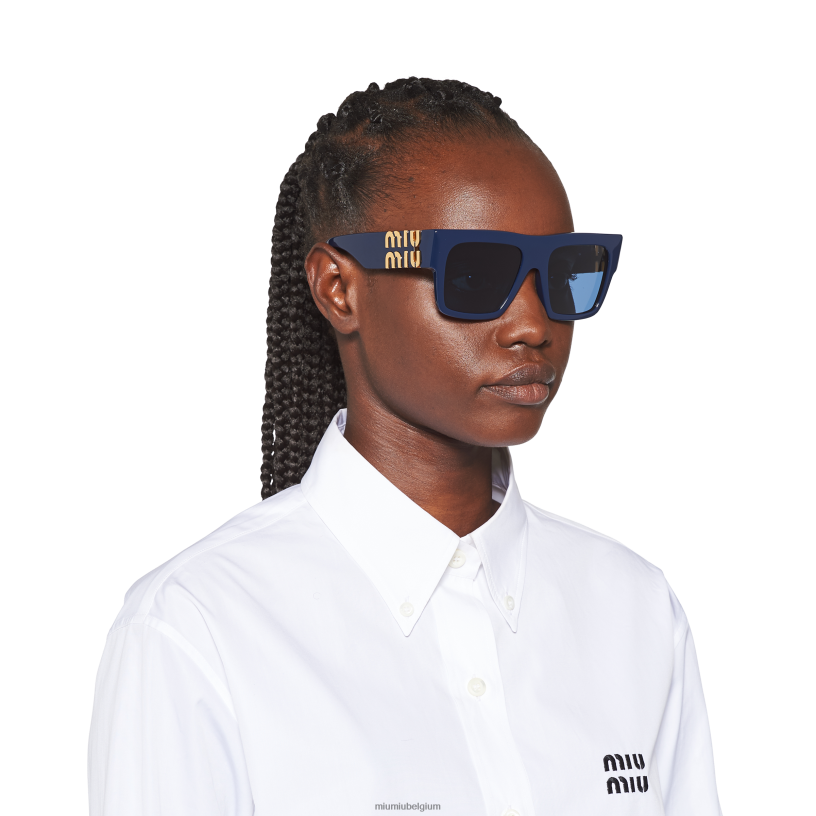 Miu Miu blauwe lenzenglimp zonnebril N8F6L1256 accessoires