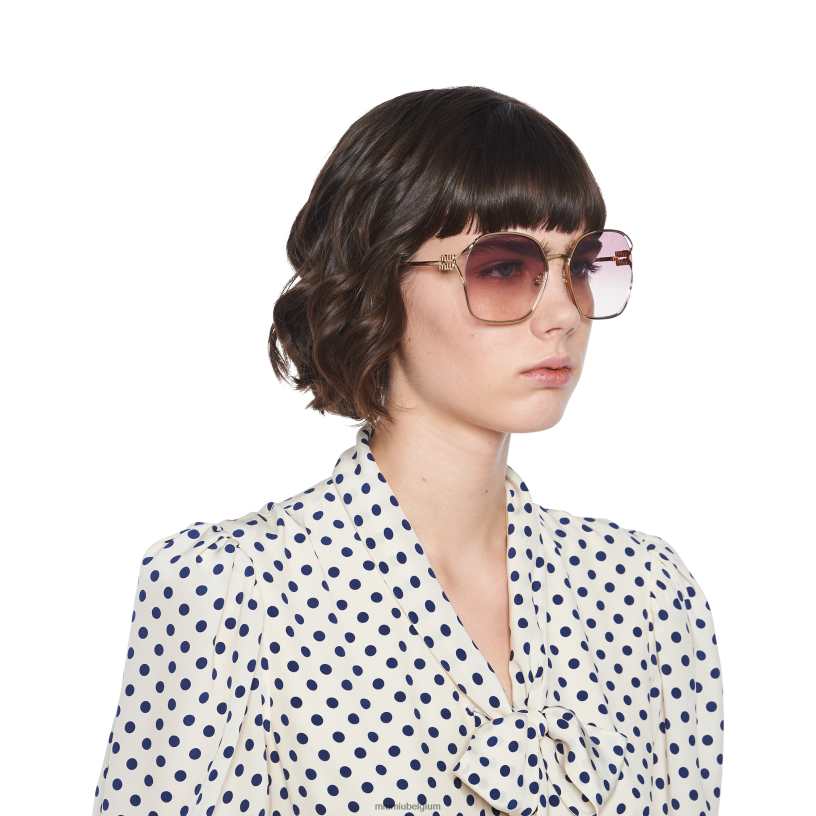 Miu Miu roze beg gearceerde lenzenlogo zonnebril N8F6L1263 accessoires