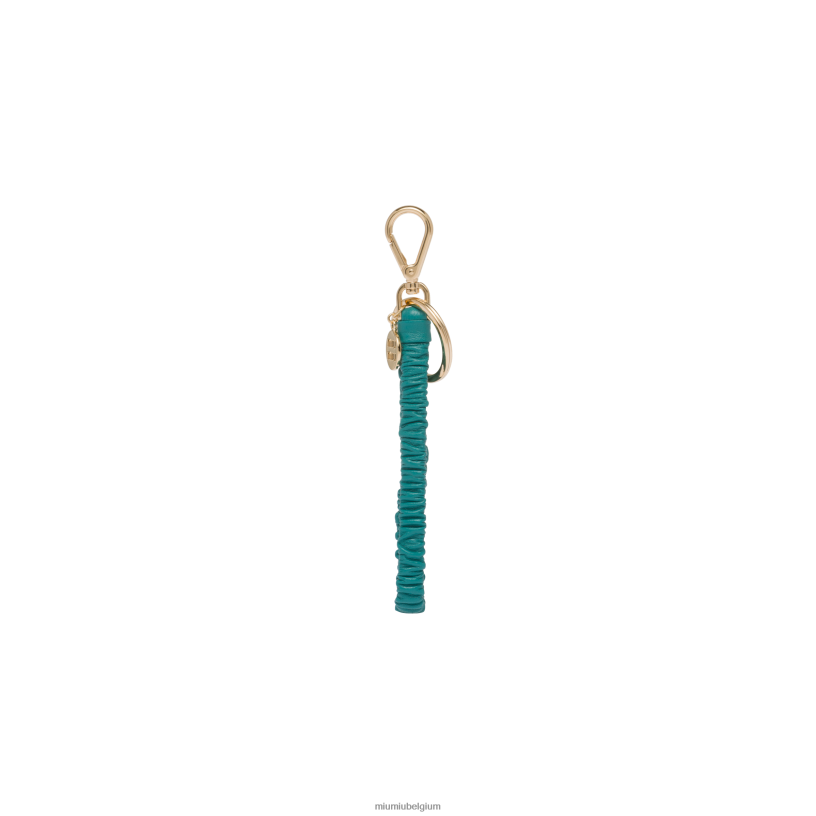 Miu Miu Pauw blauwnappa lederen sleutelhanger N8F6L1093 accessoires
