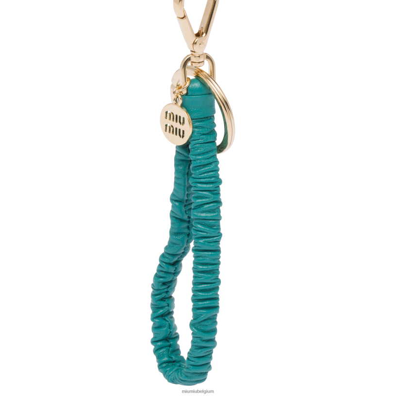 Miu Miu Pauw blauwnappa lederen sleutelhanger N8F6L1093 accessoires