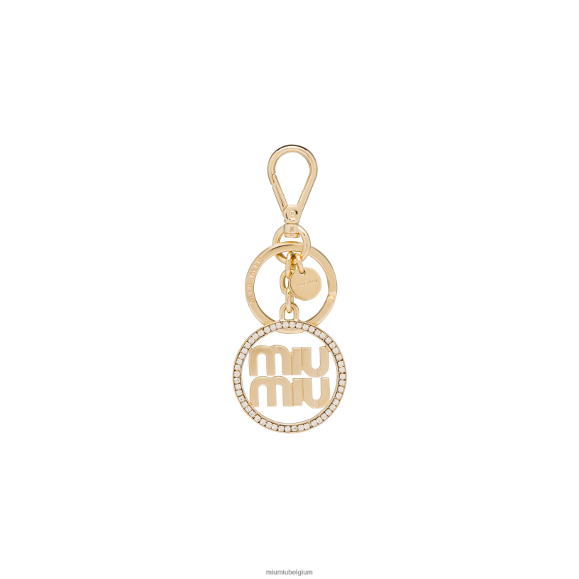 Miu Miu goud/kristalmetalen sleutelhanger N8F6L1094 accessoires