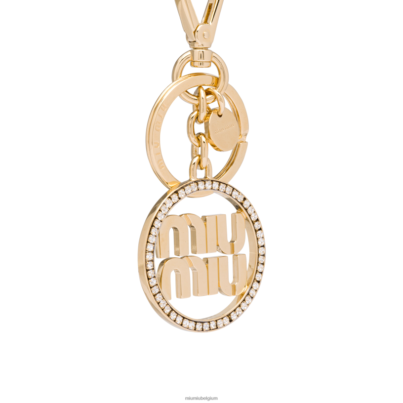 Miu Miu goud/kristalmetalen sleutelhanger N8F6L1094 accessoires