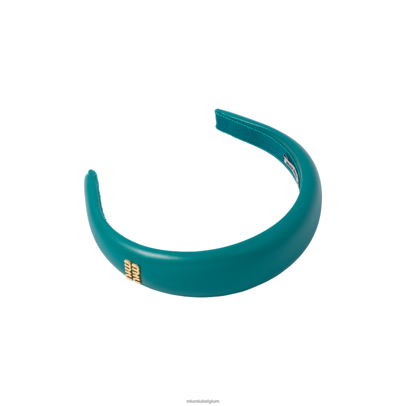 Miu Miu Pauw blauwhoofdband van nappaleer N8F6L1145 accessoires