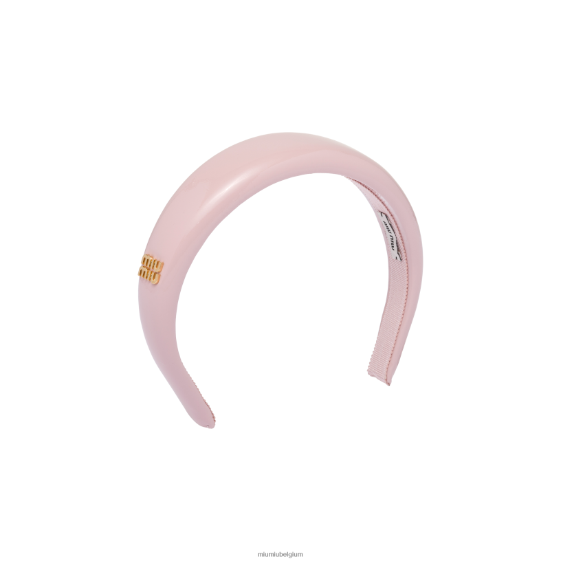 Miu Miu albast rozehoofdband van lakleer N8F6L1138 accessoires