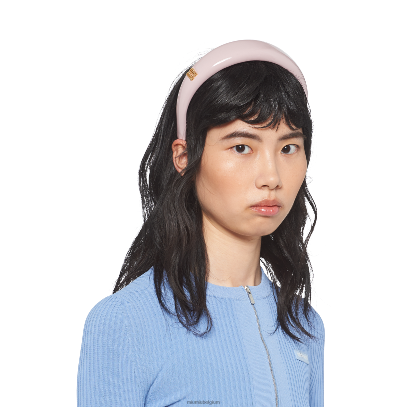 Miu Miu albast rozehoofdband van lakleer N8F6L1138 accessoires