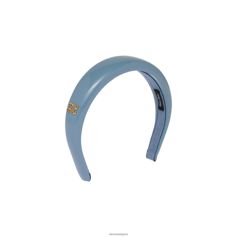 Miu Miu astraal blauwhoofdband van lakleer N8F6L1141 accessoires