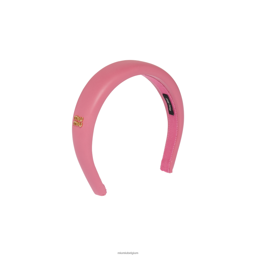 Miu Miu begonia rozehoofdband van nappaleer N8F6L1149 accessoires