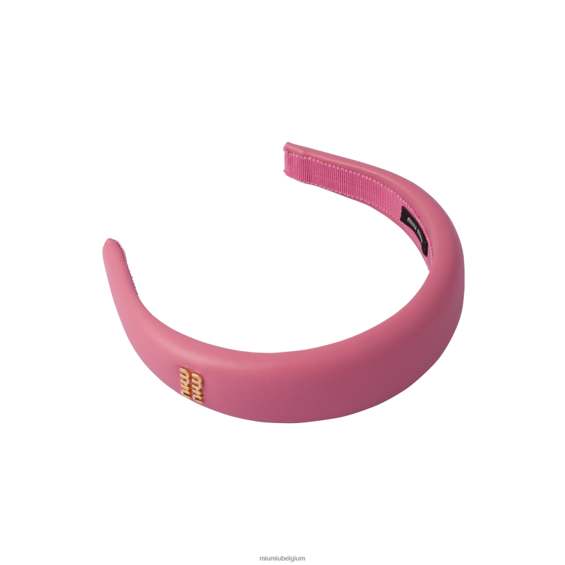 Miu Miu begonia rozehoofdband van nappaleer N8F6L1149 accessoires