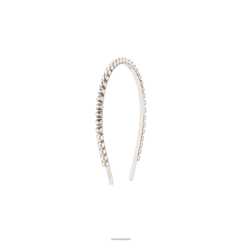 Miu Miu creme/kristalhoofdband met kristallen N8F6L1171 accessoires