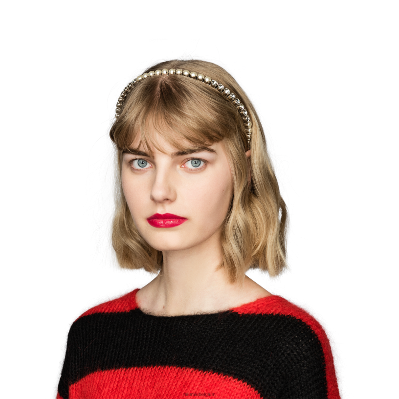 Miu Miu creme/kristalhoofdband met kristallen N8F6L1171 accessoires
