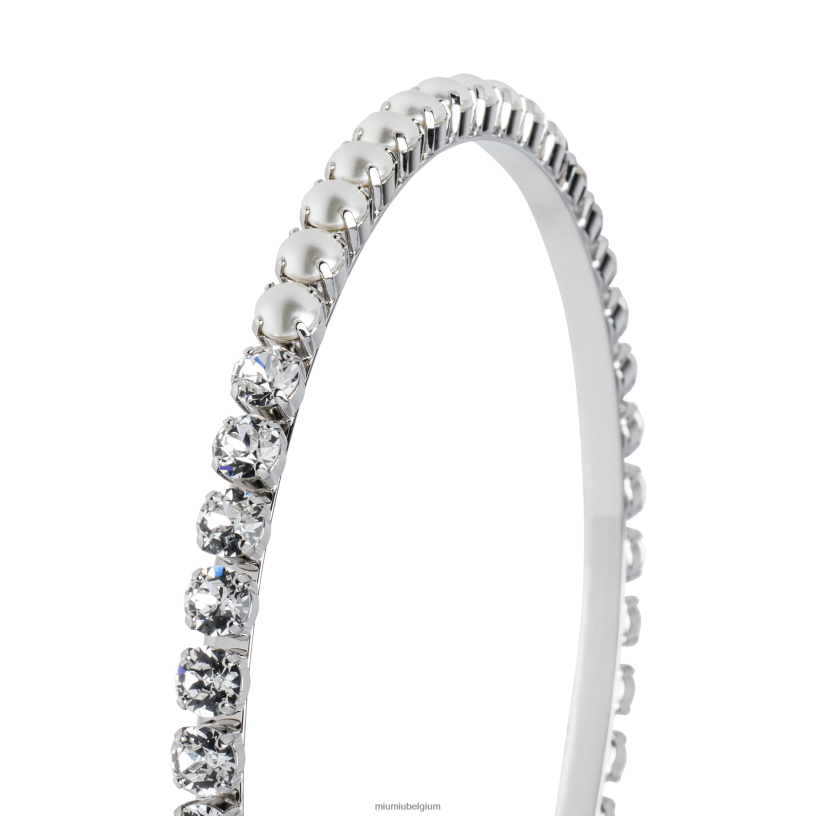 Miu Miu creme/kristalhoofdband met kristallen N8F6L1171 accessoires