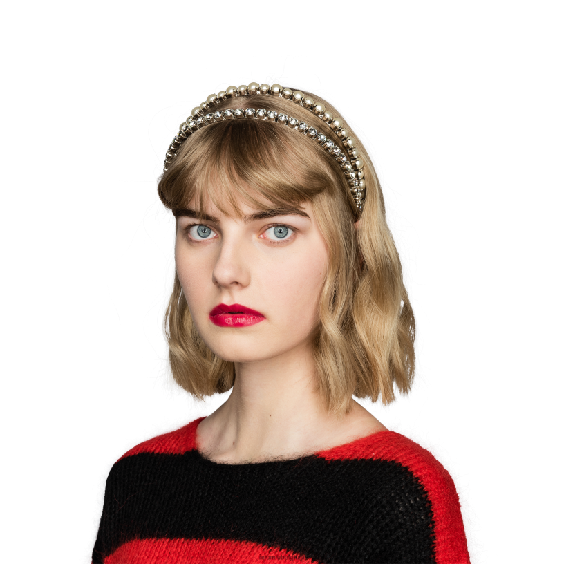 Miu Miu creme/kristalhoofdband met kristallen en parels N8F6L1173 accessoires