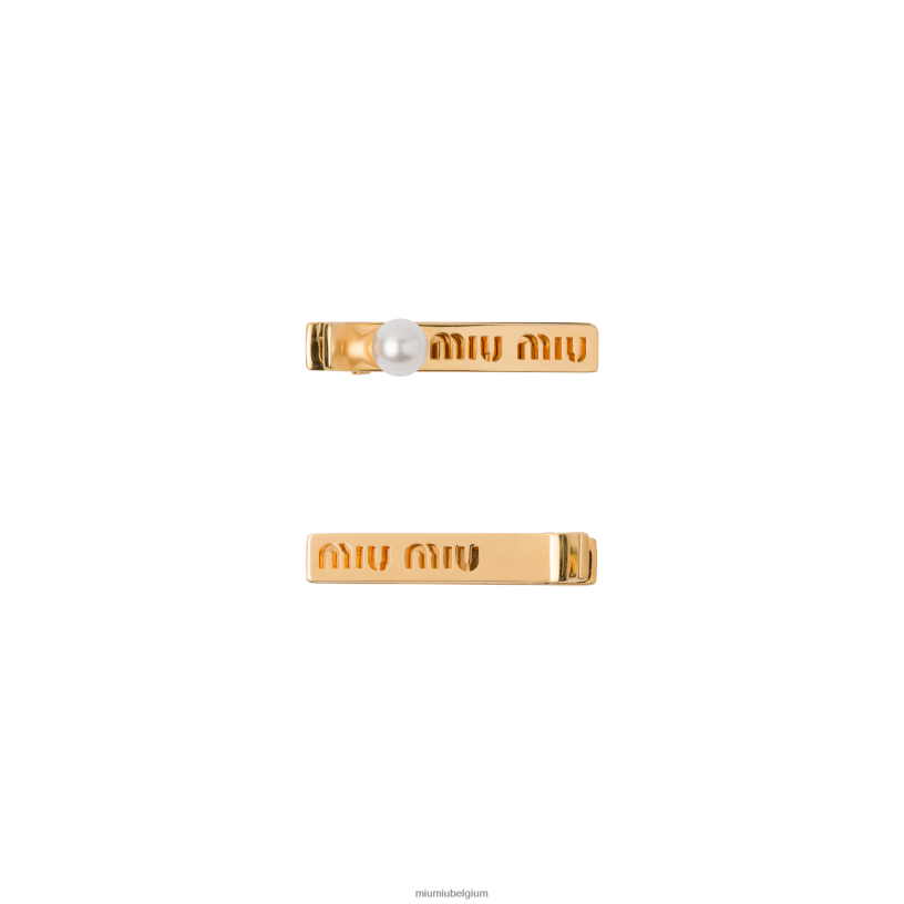 Miu Miu goud/cremelogo haarspeldjes N8F6L1158 accessoires