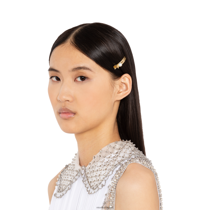 Miu Miu goud/cremelogo haarspeldjes N8F6L1158 accessoires