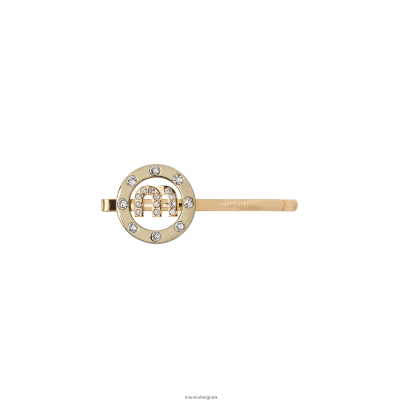 Miu Miu goud/kristalplexiglas en metalen haarclip N8F6L1160 accessoires