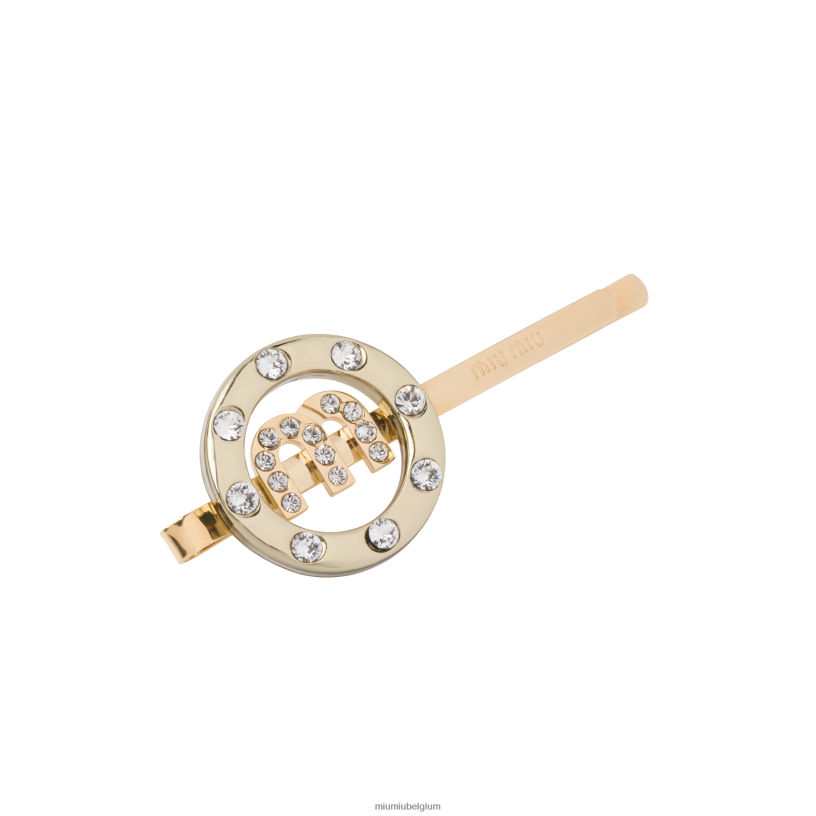 Miu Miu goud/kristalplexiglas en metalen haarclip N8F6L1160 accessoires