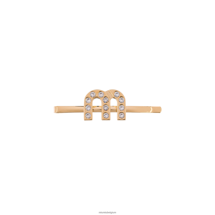 Miu Miu goud/kristalplexiglas en metalen haarclip N8F6L1161 accessoires