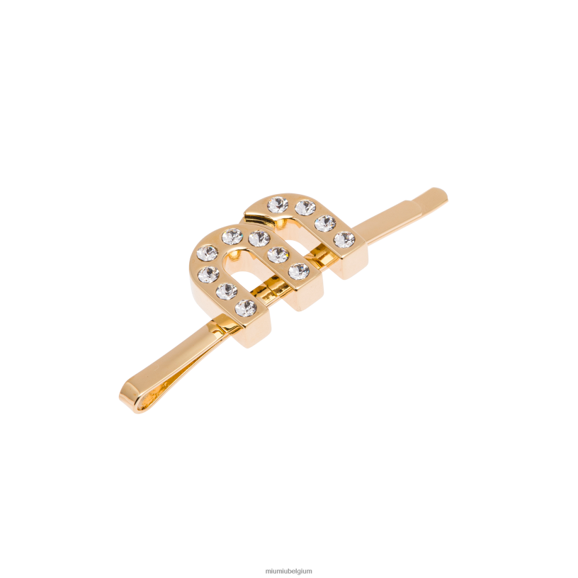 Miu Miu goud/kristalplexiglas en metalen haarclip N8F6L1161 accessoires