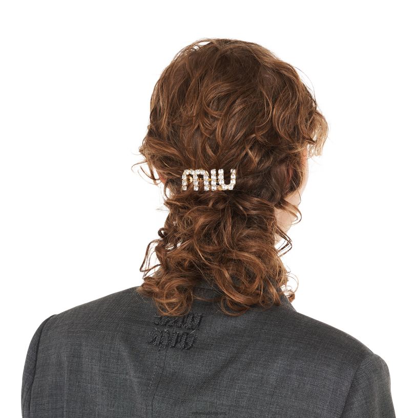 Miu Miu goudhaarclip met kristallen N8F6L1163 accessoires