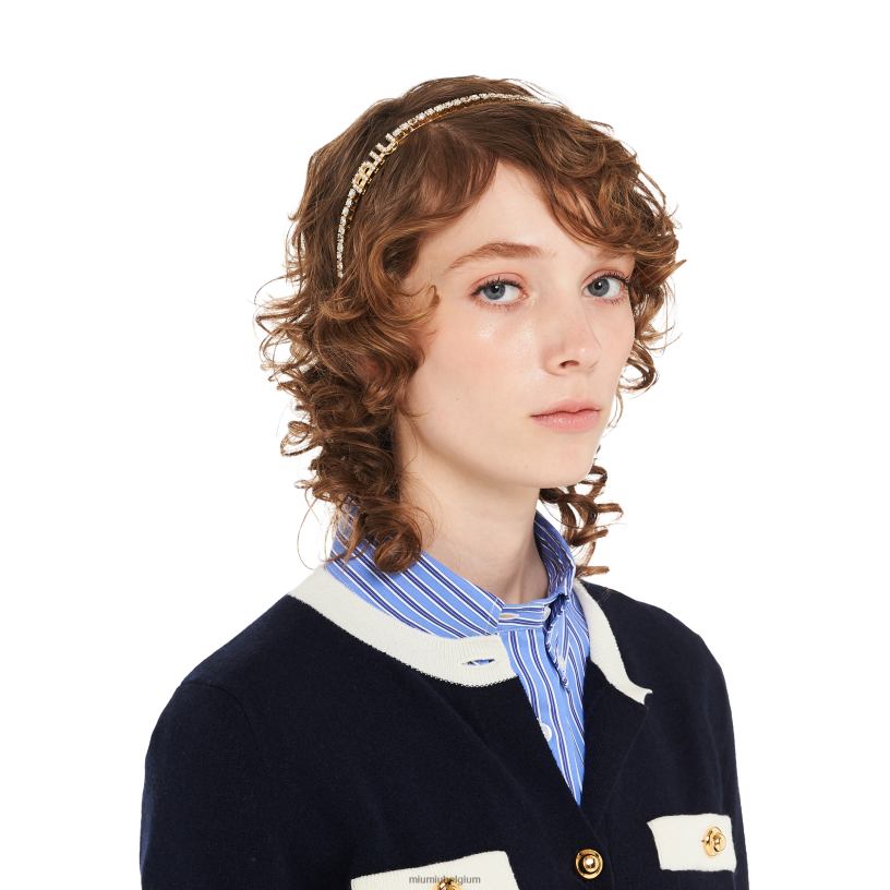 Miu Miu goudstijve kristallen hoofdband N8F6L1164 accessoires