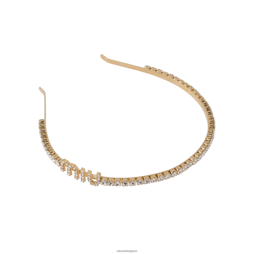 Miu Miu goudstijve kristallen hoofdband N8F6L1164 accessoires