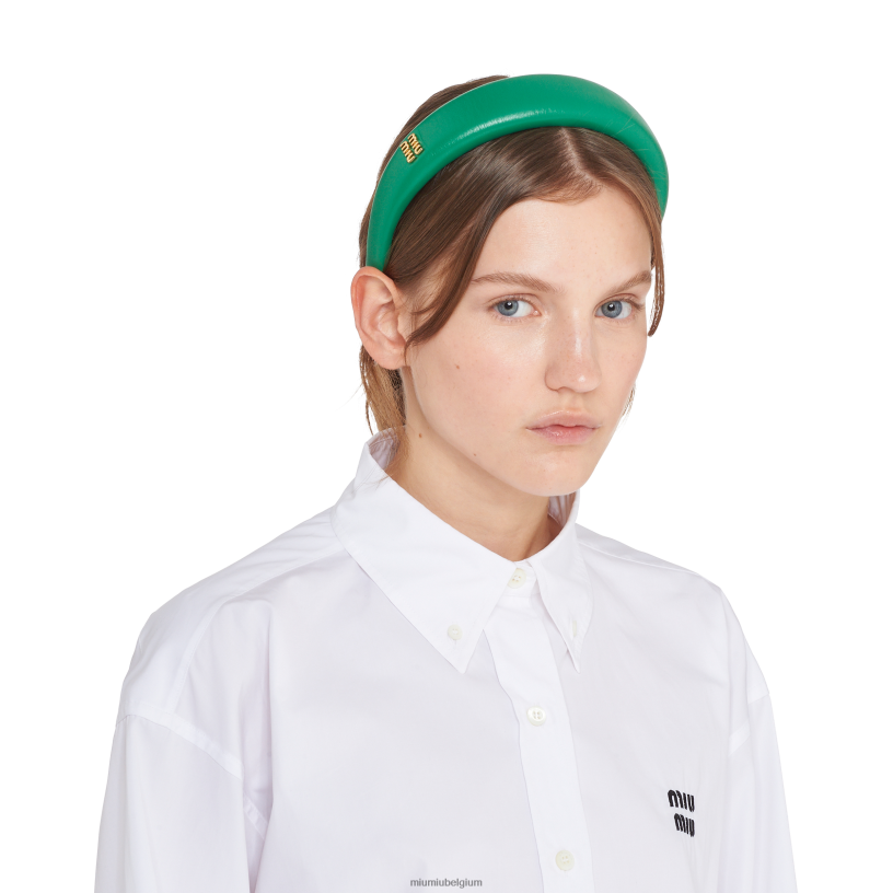 Miu Miu mangohoofdband van nappaleer N8F6L1150 accessoires