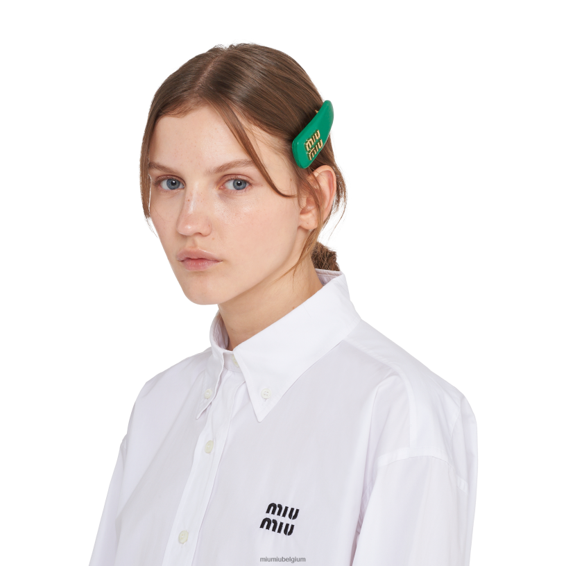 Miu Miu mangonappa lederen haarclip N8F6L1147 accessoires
