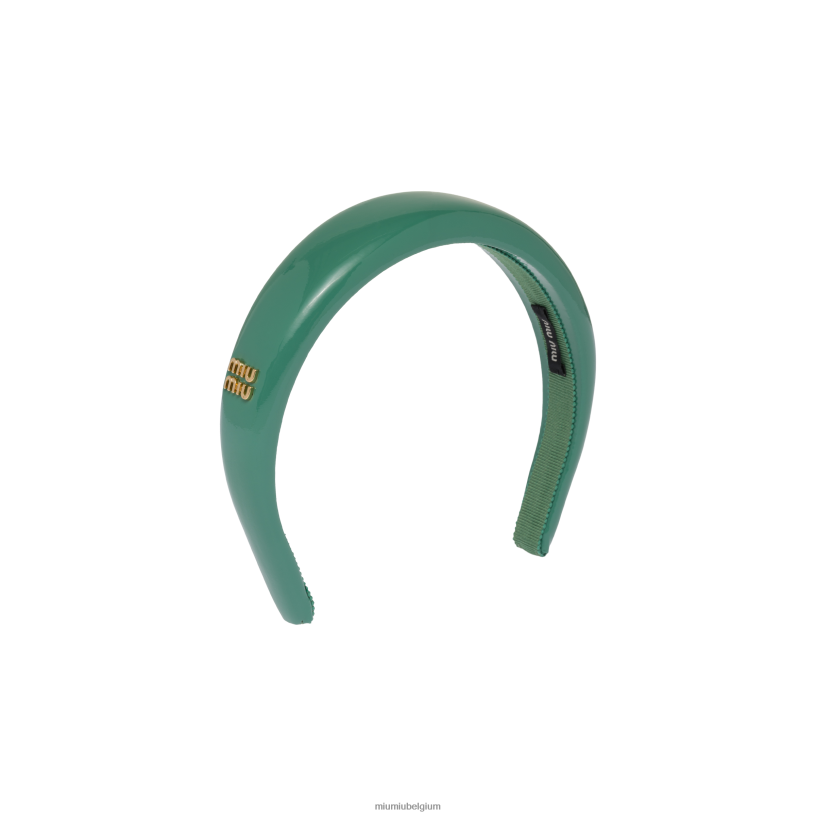 Miu Miu salie groenhoofdband van lakleer N8F6L1139 accessoires