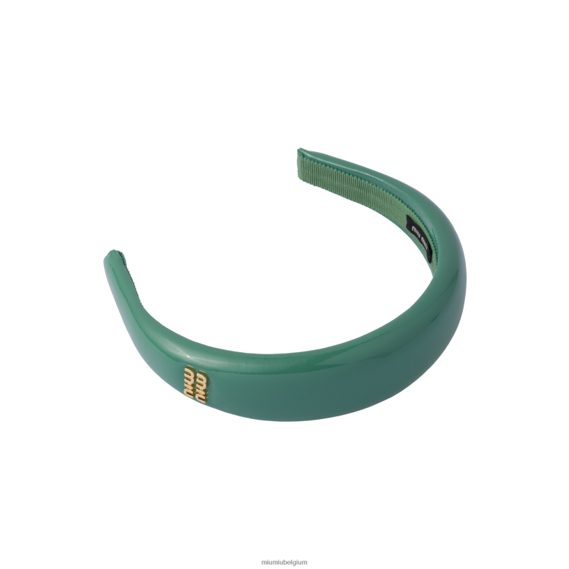 Miu Miu salie groenhoofdband van lakleer N8F6L1139 accessoires