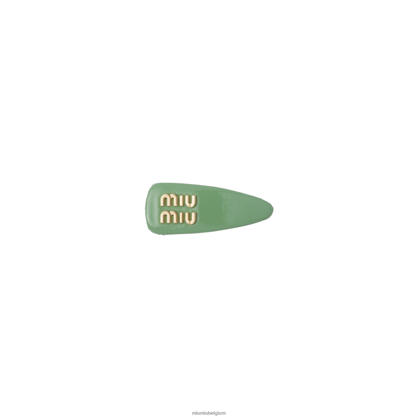 Miu Miu salie groenlakleren haarclip N8F6L1135 accessoires