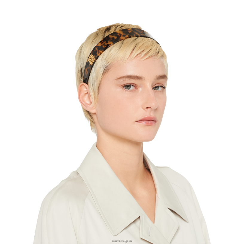 Miu Miu schildpad/goudhoofdband van plexiglas N8F6L1176 accessoires