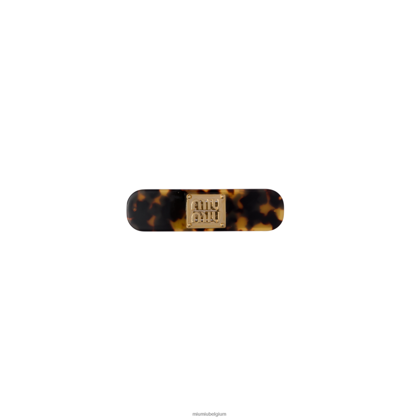 Miu Miu schildpad/goudplexiglas en metalen haarclip N8F6L1175 accessoires