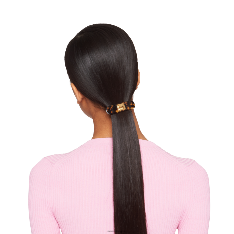 Miu Miu schildpad/goudplexiglas en metalen haarclip N8F6L1175 accessoires