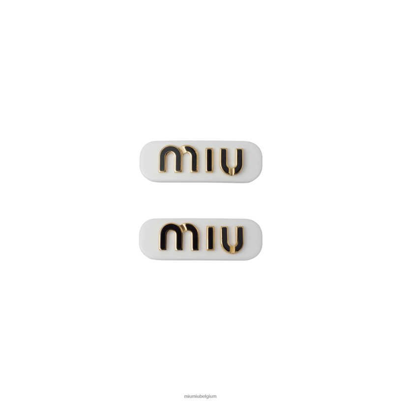 Miu Miu wit Zwartplexiglas en metalen haarclips N8F6L1119 accessoires