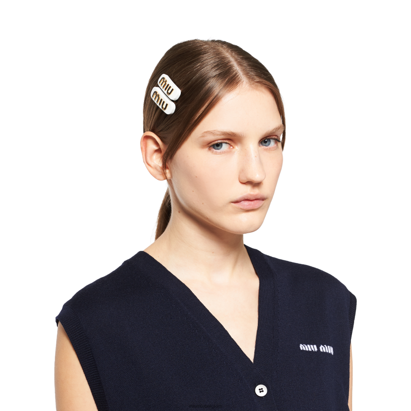 Miu Miu wit Zwartplexiglas en metalen haarclips N8F6L1119 accessoires