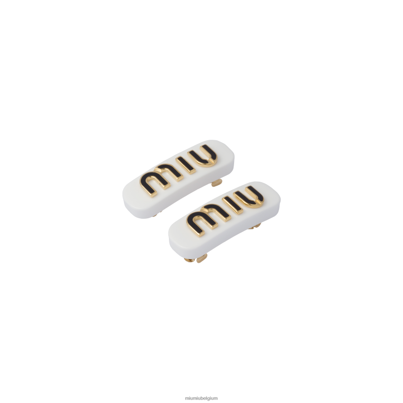 Miu Miu wit Zwartplexiglas en metalen haarclips N8F6L1119 accessoires