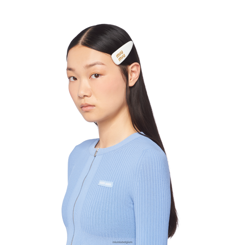 Miu Miu witlakleren haarclip N8F6L1144 accessoires