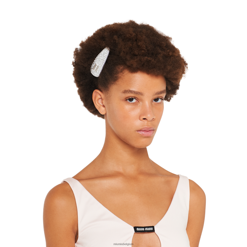 Miu Miu witsatijnen haarclip met kunstmatige kristallen N8F6L1157 accessoires
