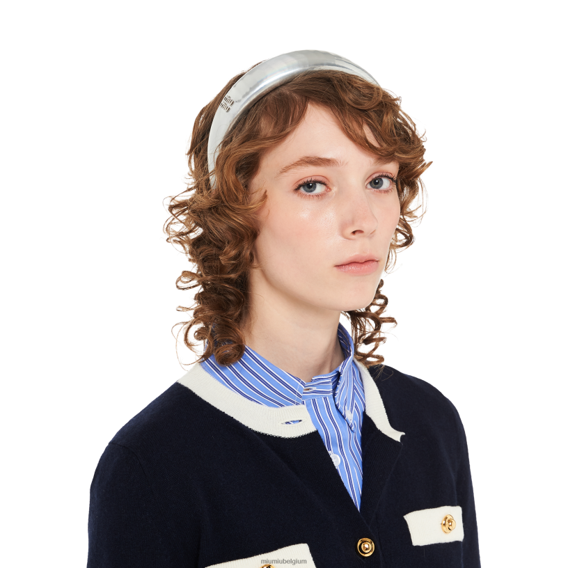 Miu Miu zilverstoffen hoofdband N8F6L1154 accessoires