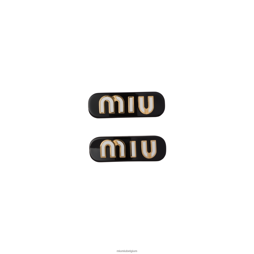 Miu Miu zwart witplexiglas en metalen haarclips N8F6L1120 accessoires