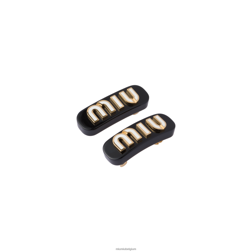 Miu Miu zwart witplexiglas en metalen haarclips N8F6L1120 accessoires