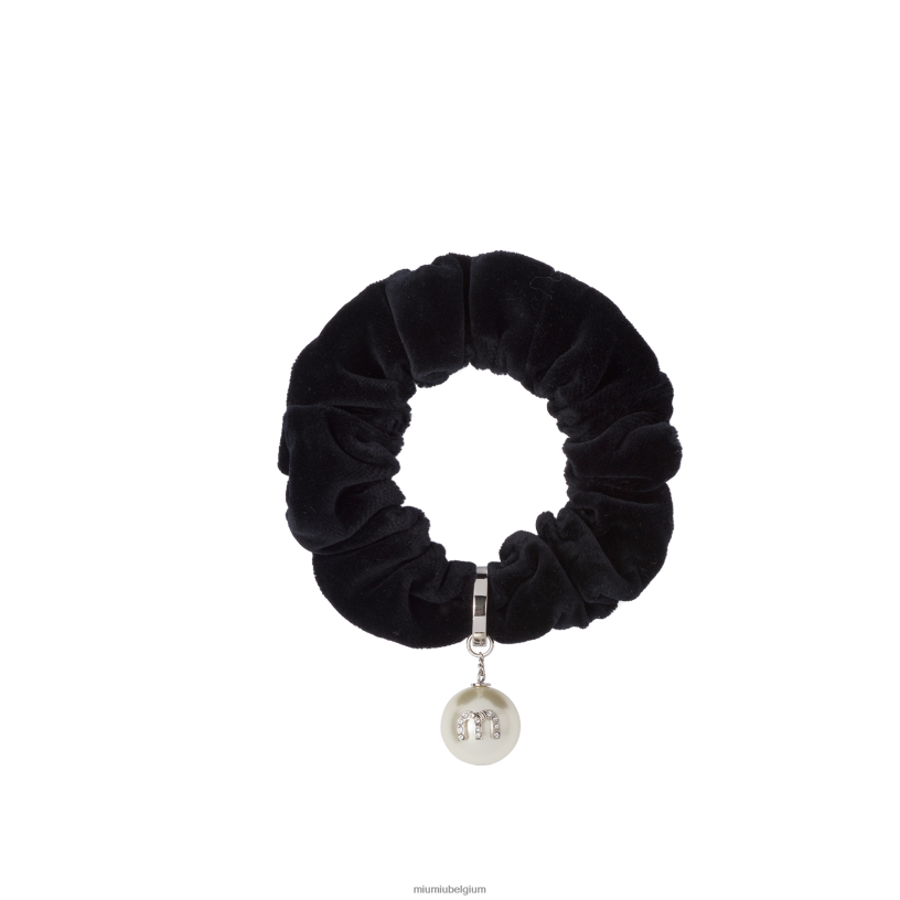 Miu Miu zwartfluwelen scrunchie N8F6L1167 accessoires