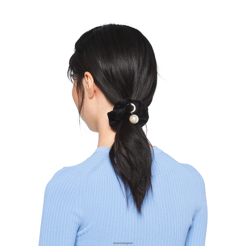 Miu Miu zwartfluwelen scrunchie N8F6L1167 accessoires
