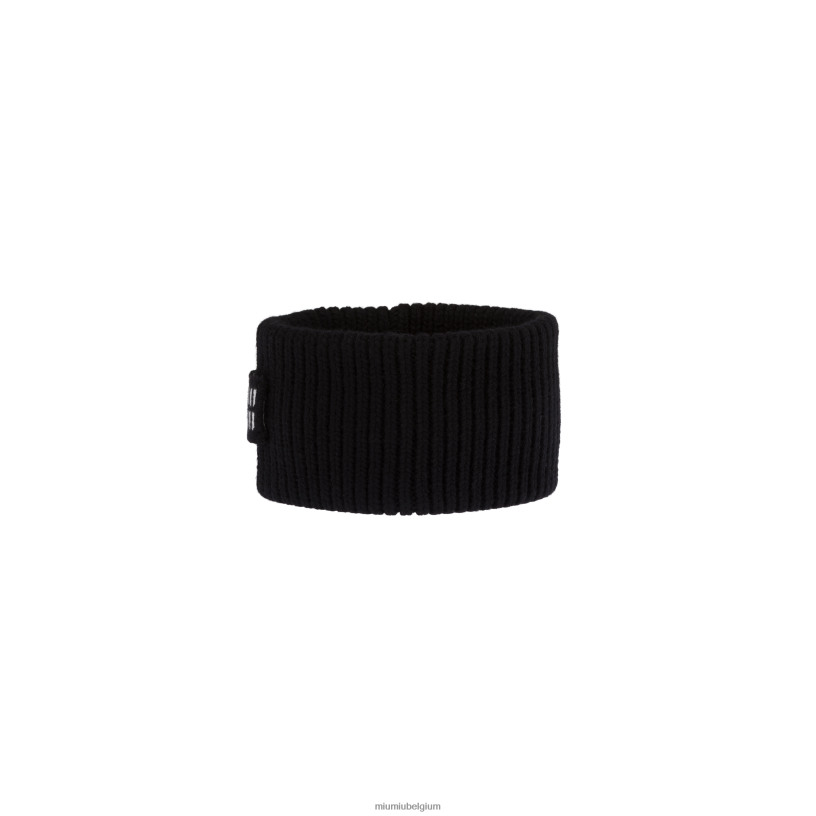 Miu Miu zwartgebreide haarband N8F6L1153 accessoires