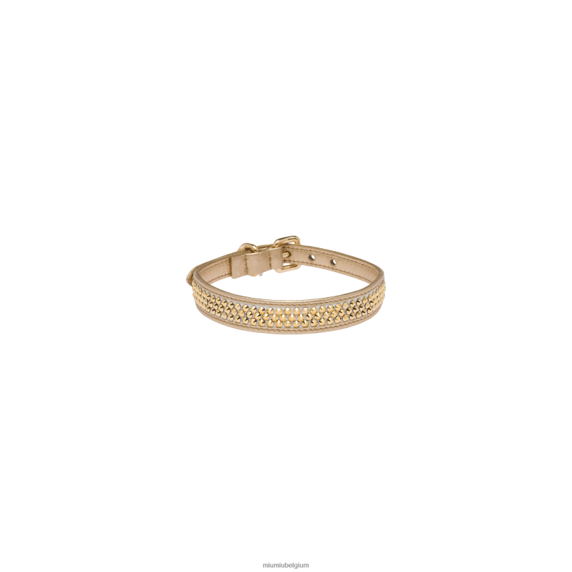 Miu Miu platinahalsband van leer en satijn voor huisdieren N8F6L1109 accessoires
