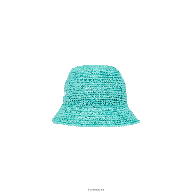 Miu Miu Jade groenraffia hoed N8F6L1228 accessoires