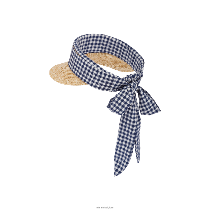 Miu Miu beige/blauwraffia vizier N8F6L1215 accessoires