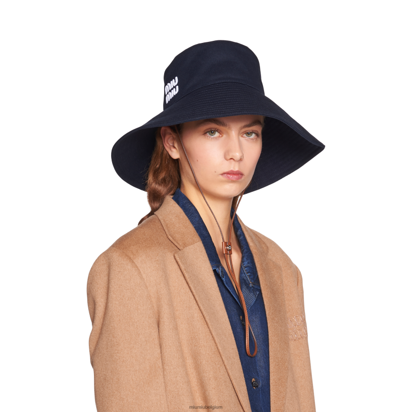 Miu Miu blauw Witboor hoed N8F6L1210 accessoires