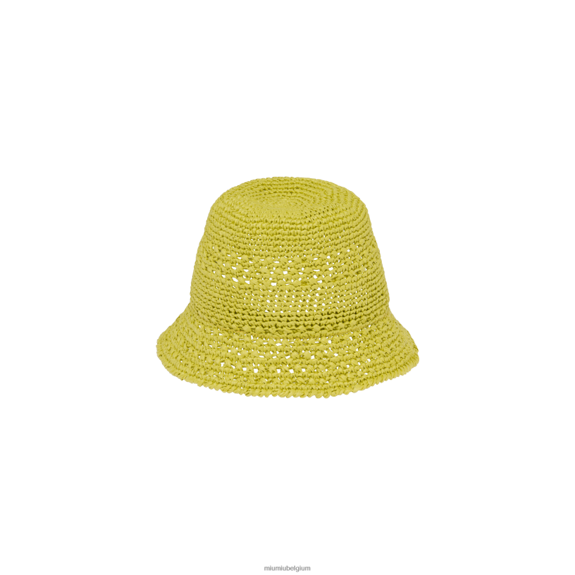 Miu Miu citroengeelraffia hoed N8F6L1227 accessoires