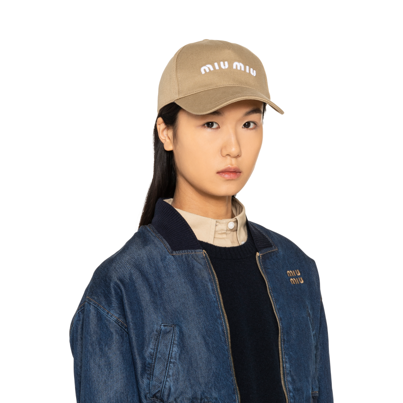 Miu Miu kaki/witboor baseballpet N8F6L1205 accessoires
